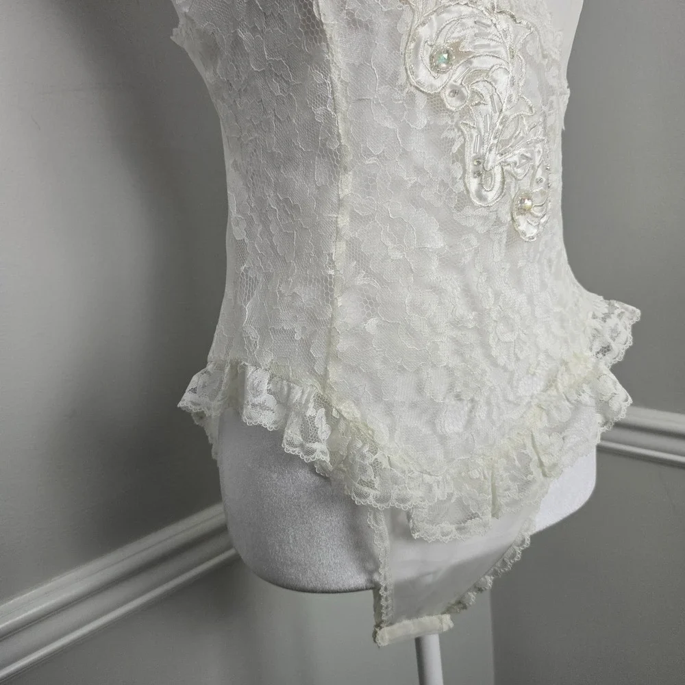VTG 90s Y2K Victoria's Secret 2 piece set Boudoir Bridal Size M Romantic Lace